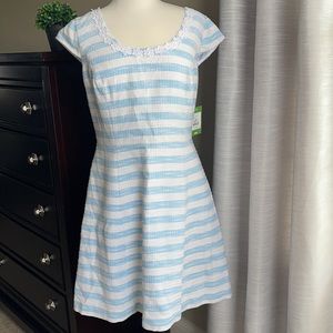 NWT Lilly Pulitzer flutter blue lured boule stripe dress size 12